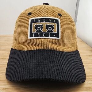 Teddy Fresh Vintage Brown and Black Corduroy Dad Cap, Unisex Adjustable Strap 🧸